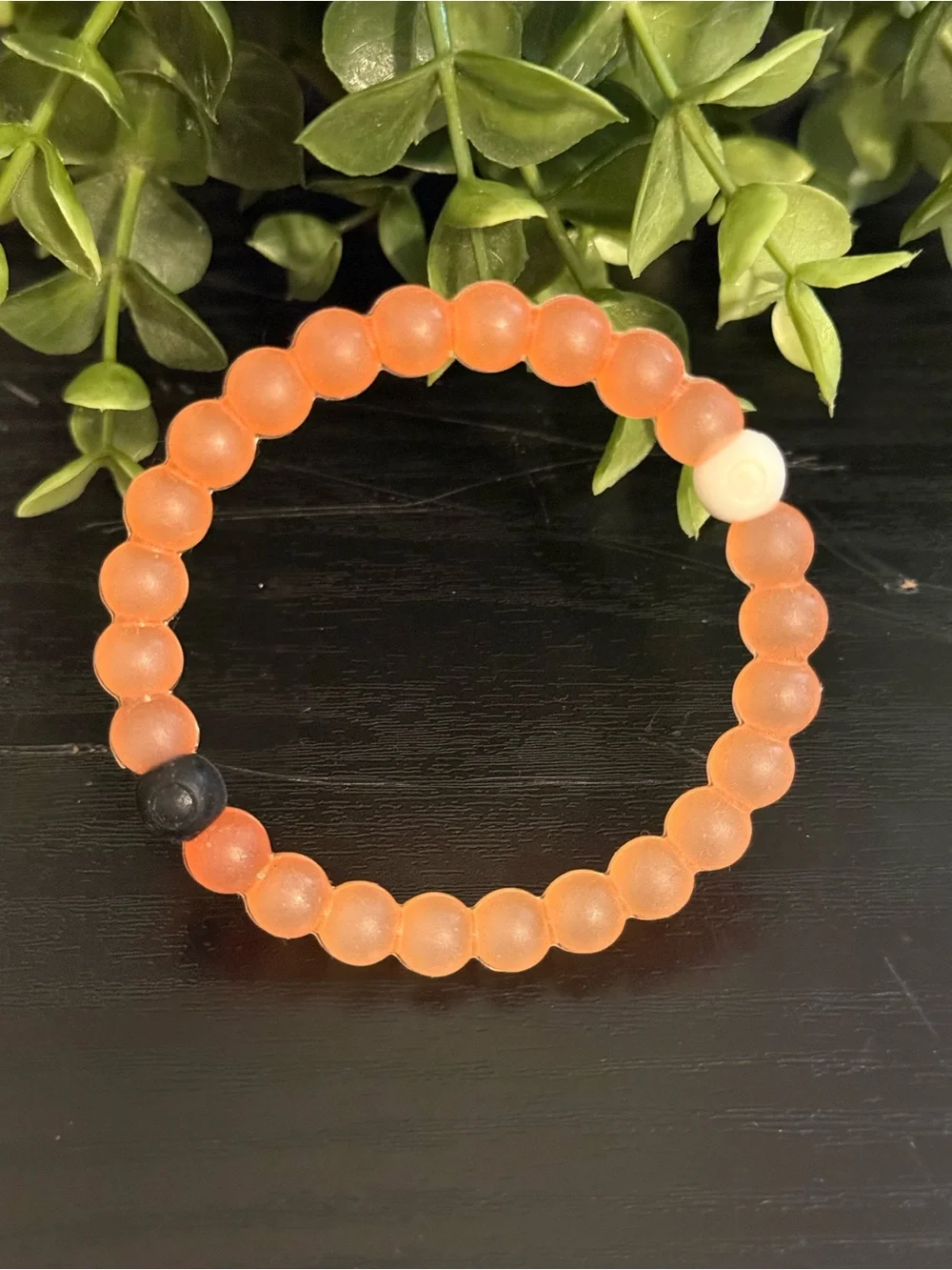 Lokai Light Orange Stretch Beaded Bracelet with Black Accent